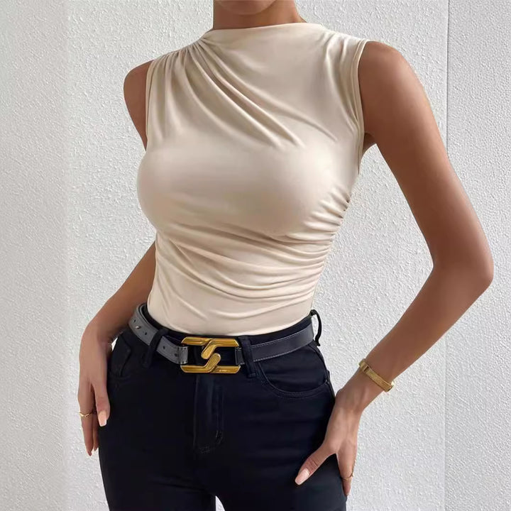 Ladies Fitted Top with Elegant Draped Effect Lune London