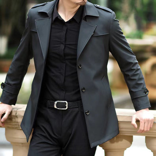 Trendy transitional jacket for men with high collar and elegant button design Amarae