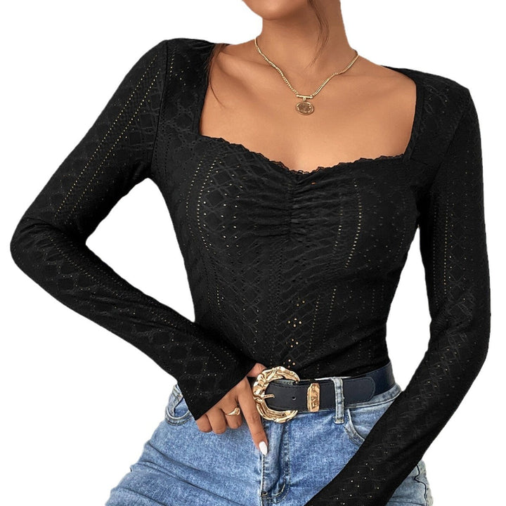 Body à manches longues pour femmes avec décolleté carré et volants raffinés Chic & Stil