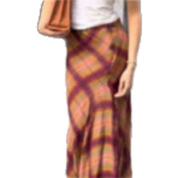 Women Flowing Checked Maxi Skirt with Tailored Trumpet Silhouette Amarae
