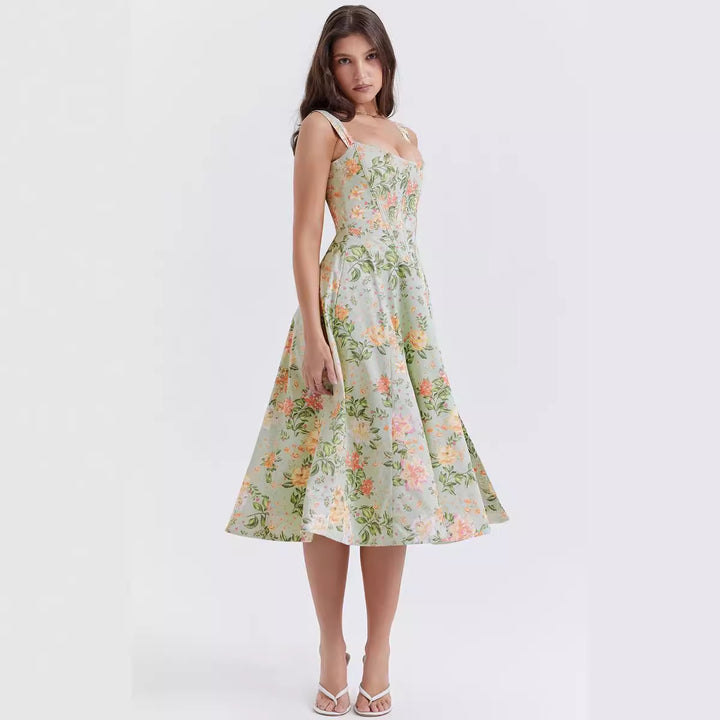 Women's maxi dress with off-shoulder design and floral pattern Lune London