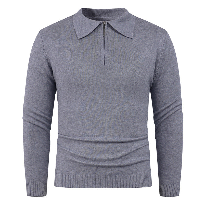 Knit sweater for men with semi-open collar and fine ribbed texture Lune London