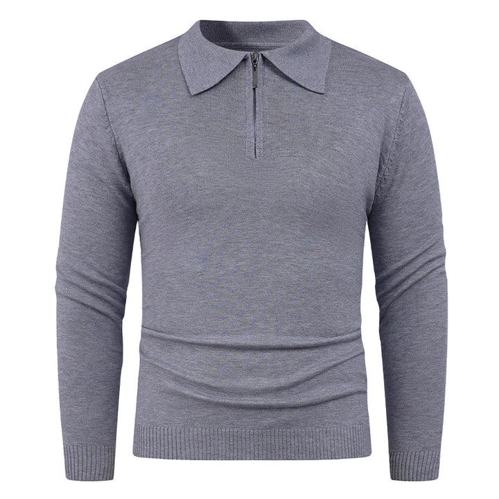 Knit sweater for men with semi-open collar and fine ribbed texture Lune London