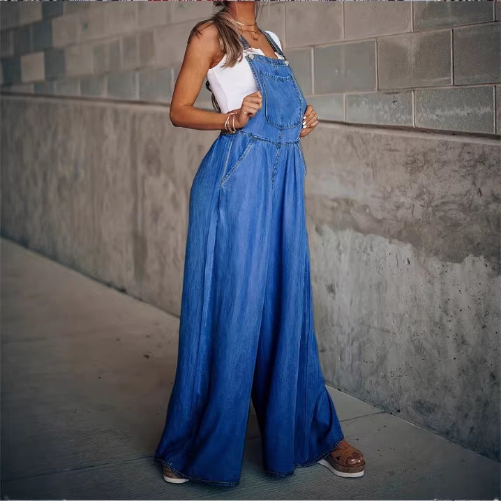 Ladies Wide Overalls in Palazzo Style with Adjustable Straps Amarae