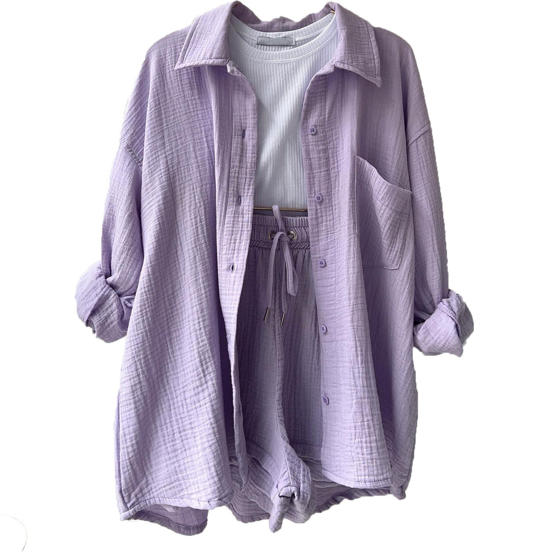 Women Casual Comfort Set Made of Shorts and Oversized Shirt Lune London