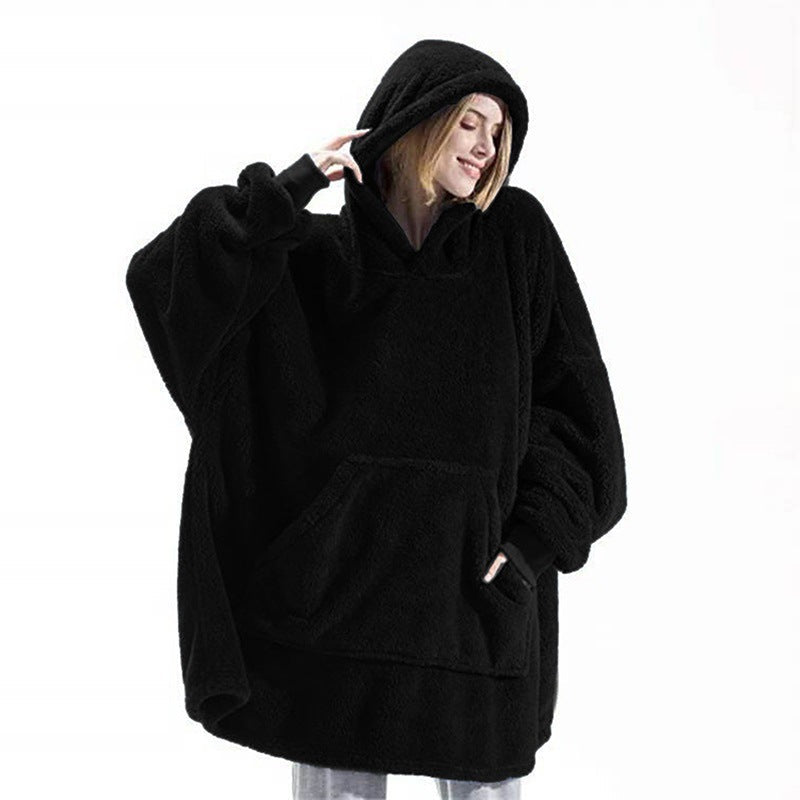 Women Oversized Fleece Hoodie with Kangaroo Pocket and Hood Lune London