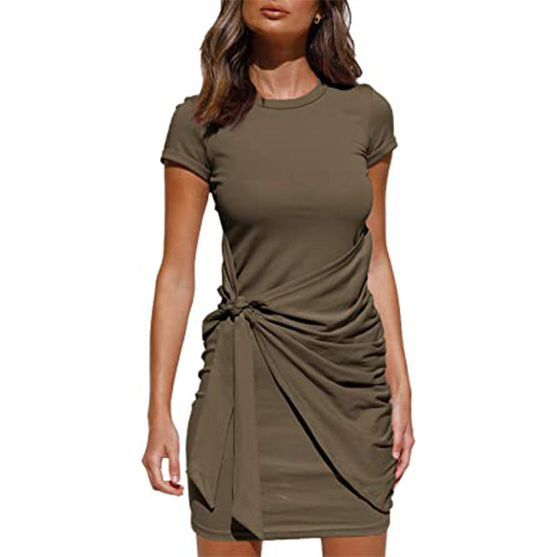 Chic and Stylish Draped Leisure T-Shirt Dress for Women