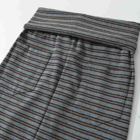 Women's Striped Midi Skirt made of Stretch Jersey with High Waistband and Drawstring Amarae