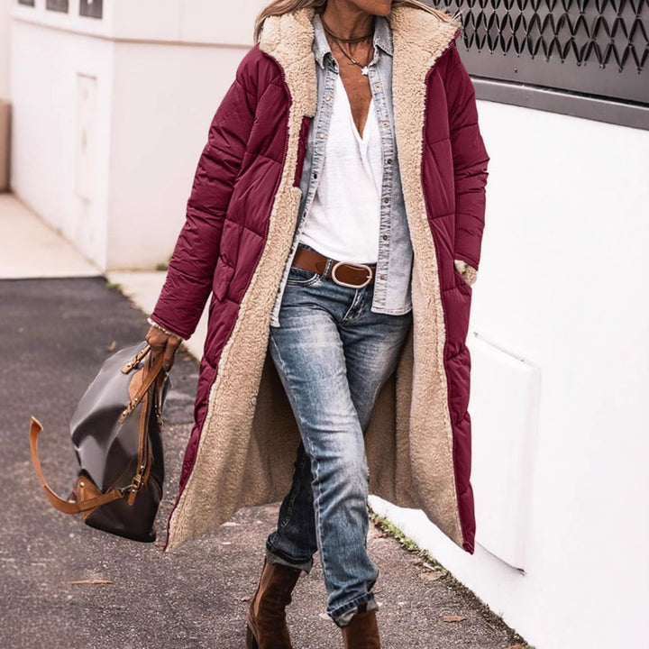 Ladies long quilted jacket with cozy fleece lining chic and style