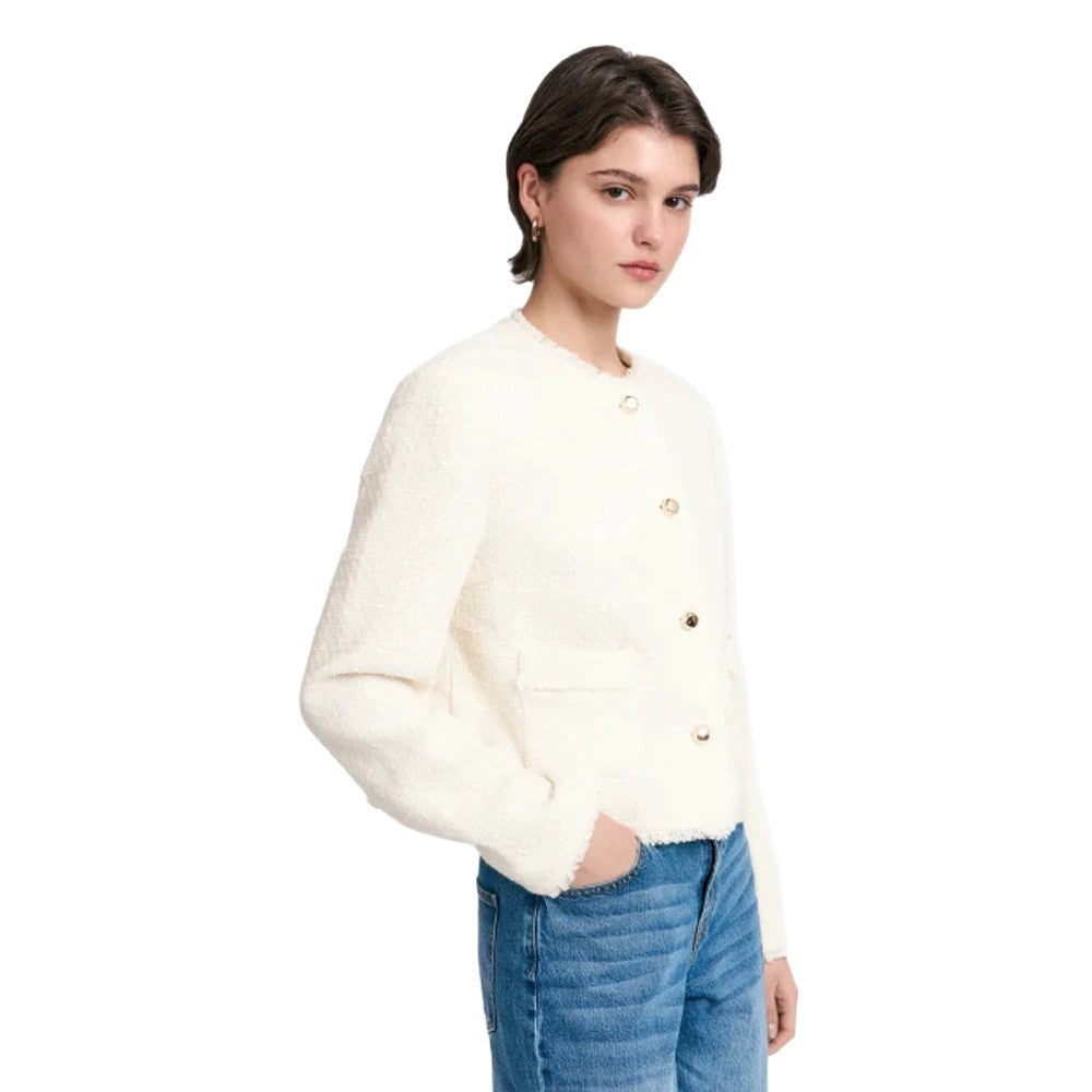 Women's Short Blazer made of Boucle with Pearl Buttons Amarae