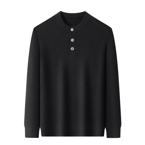 Warm knitted sweater for men with button placket Amarae