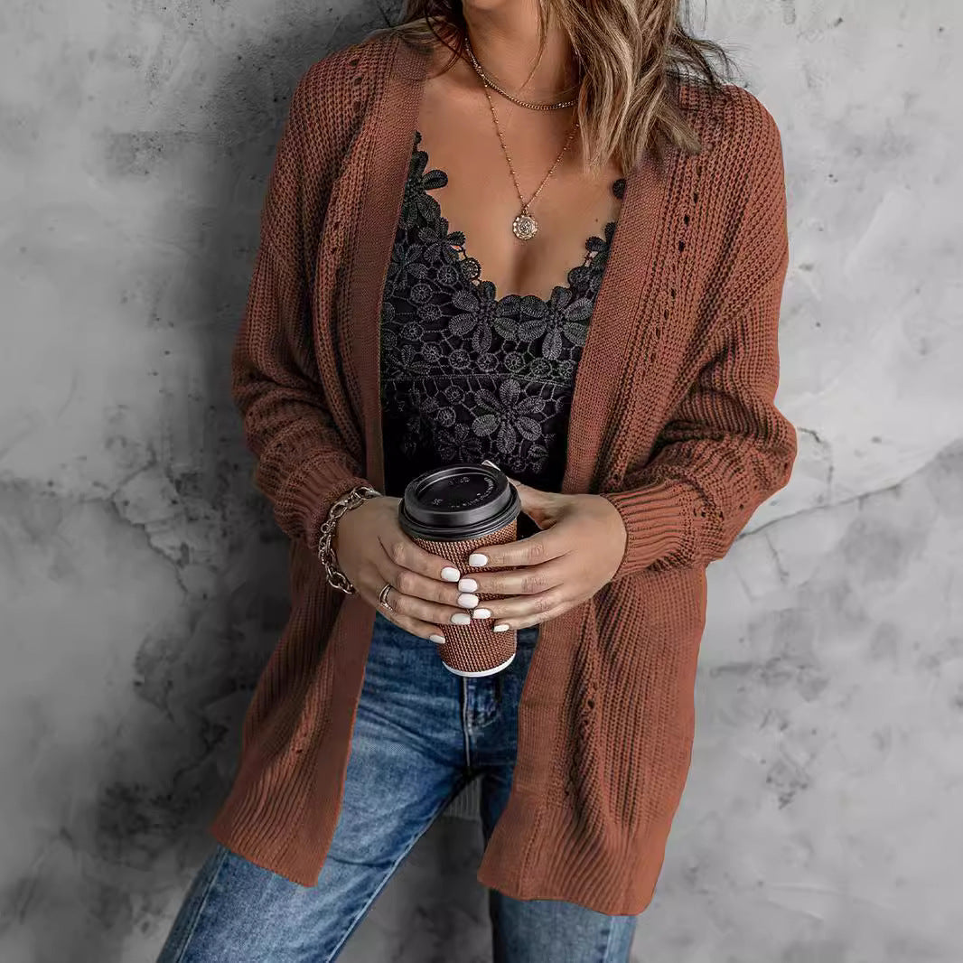 Open knit jacket for women with a slight hole structure and a comfortable fit Lune London