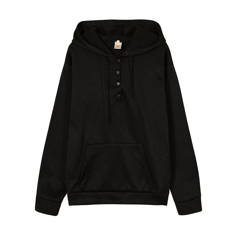 Hooded sweatshirt for women with button details and practical kangaroo pocket Lune London