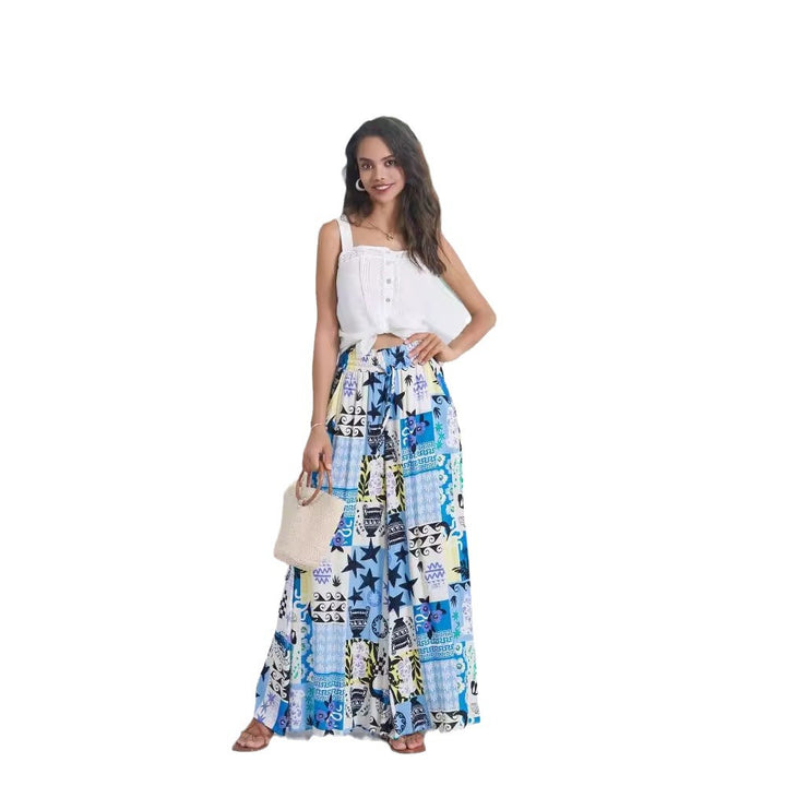 Long maxi dress for women with colorful geometric print and high side slits Chic & Stil