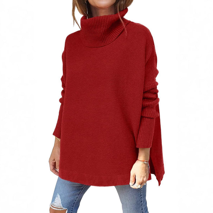 Oversized sweater for women with high collar and knit texture Lune London