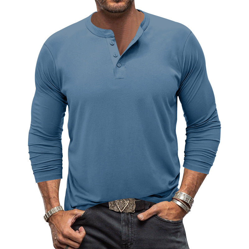 Men's Long Sleeve T-Shirt with Button Placket Amarae