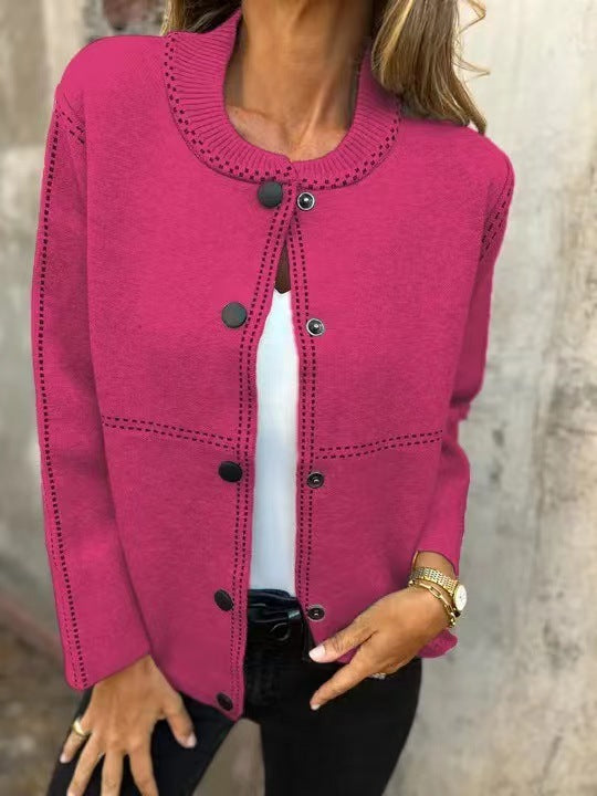 Ladies Loose Knit Vest with Buttons and Decorative Stitching Lune London