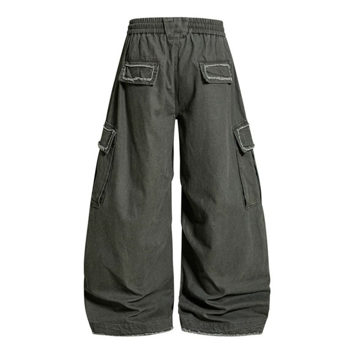 Women's Wide Cargo Pants with Elastic Waistband, Cargo Pockets, and Adjustable Hem Amarae