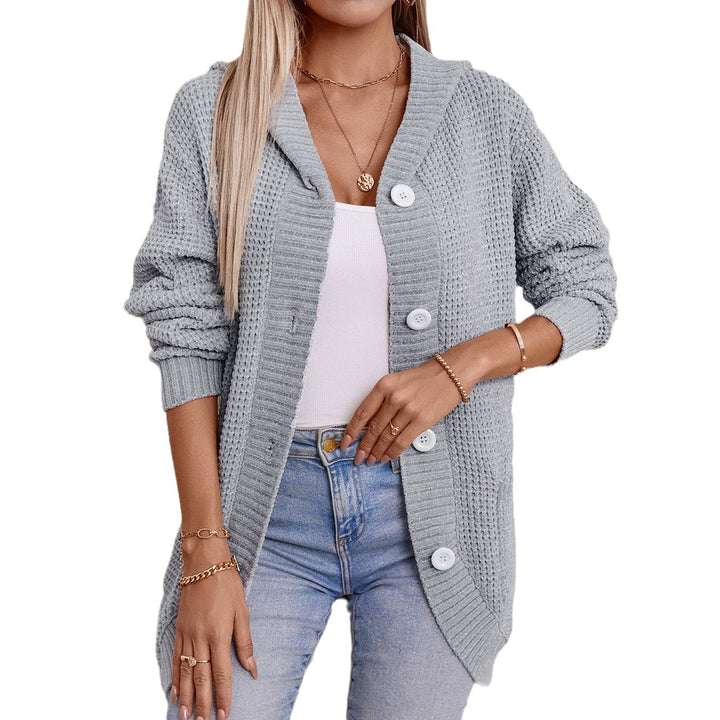Casual knitted coat for women with hood Lune London