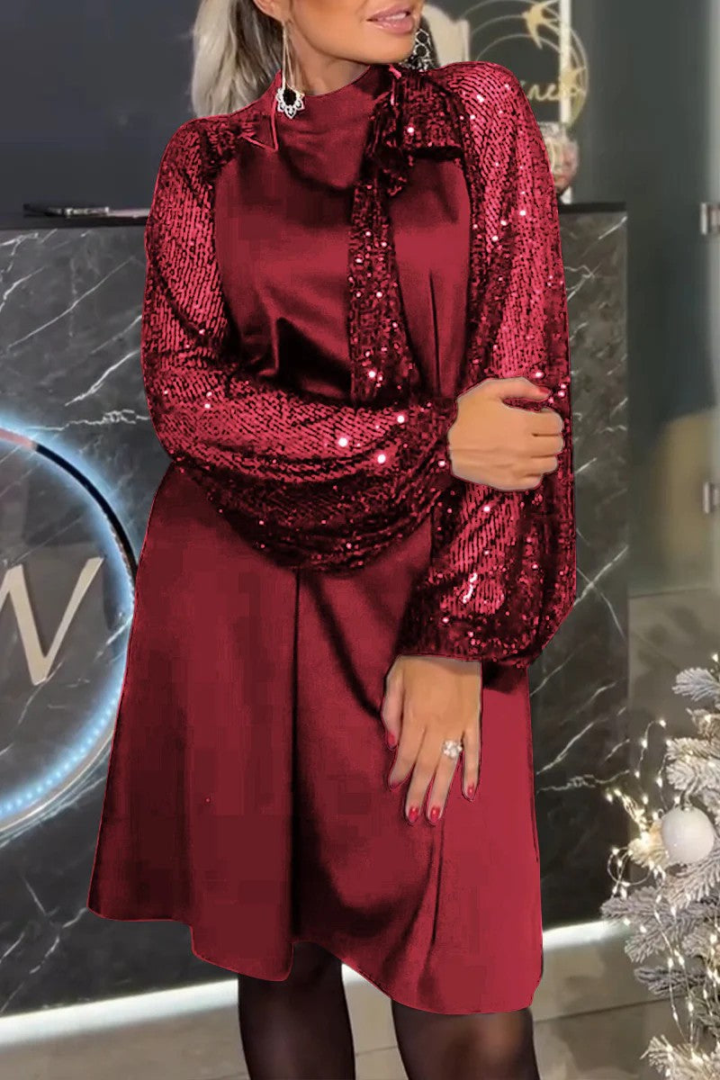 Robe de cocktail élégante pour femmes avec garniture en sequins et coupe festive Chic & Stil