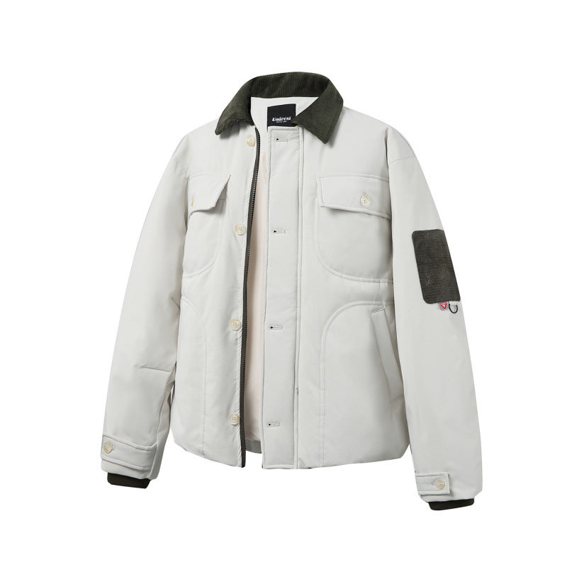 Unisex Padded Overshirt Jacket in Boxy Cut with Cord Collar and Flap Pockets Amarae