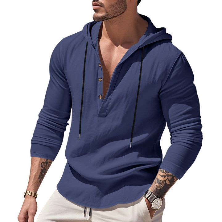 Men's casual hoodie shirt with modern button placket design Amarae