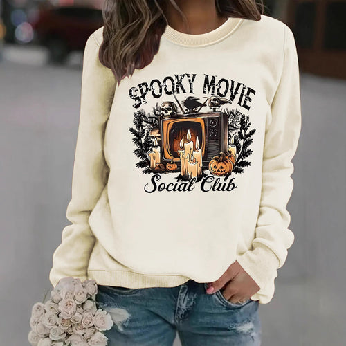 Sweat-shirt pour femmes avec motif de film d'horreur et coupe décontractée Chic & Stil