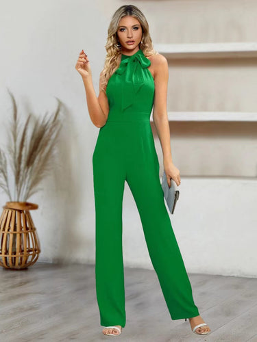 Ladies elegant jumpsuits with halter design and belt Amarae