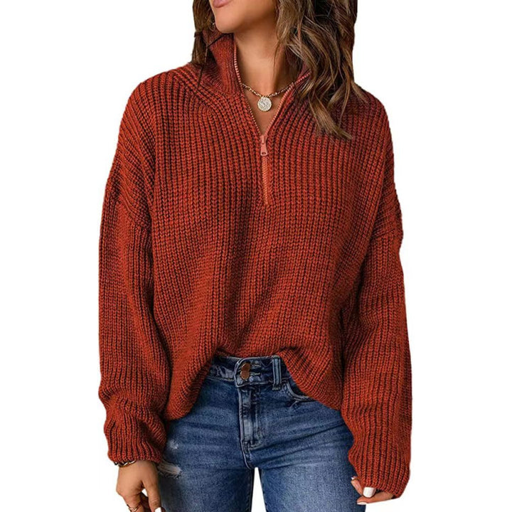 Knit sweater for women with short zipper Lune London