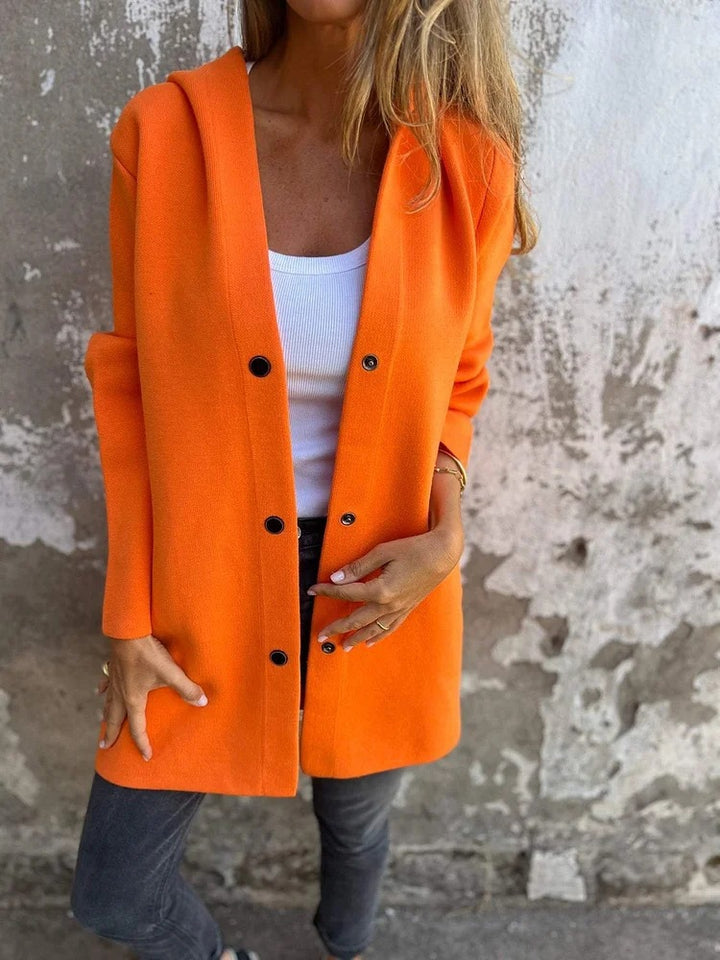 Women's Hoodie Coat with Snap Buttons and Oversized Silhouette Amarae