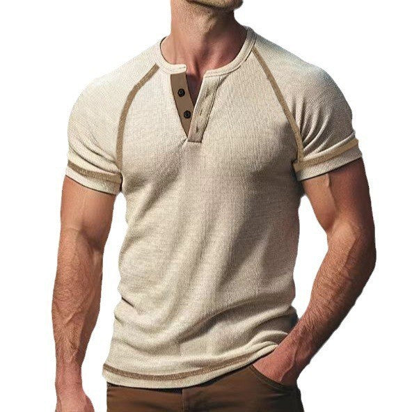Mid-length sleeve T-shirt for men with button placket Lune London