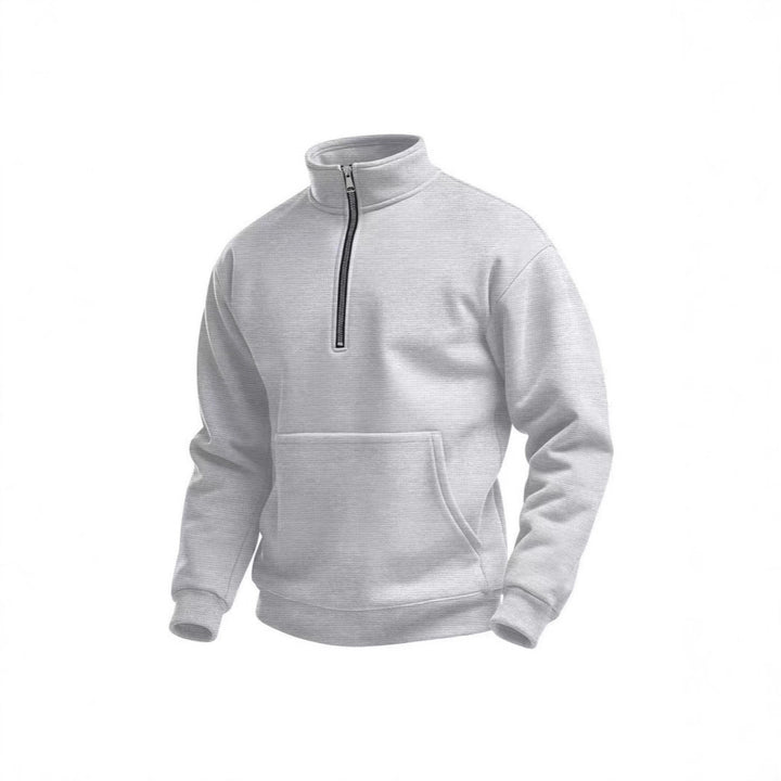 Men's fleece sweater with short zip and front pocket Lune London