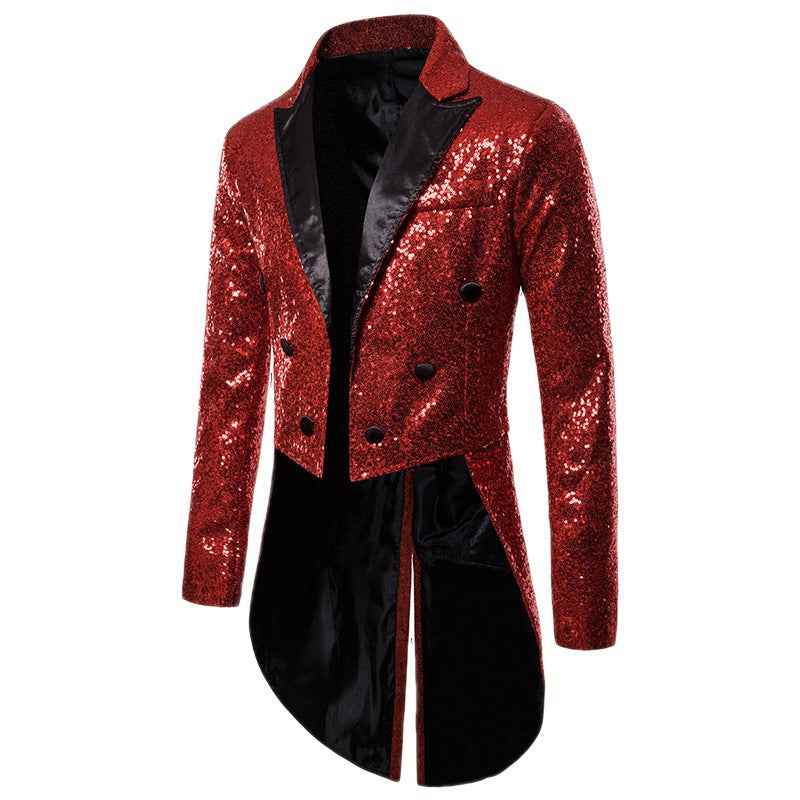 Ladies Elegant Sequin Coat with double row of buttons and modern chic design