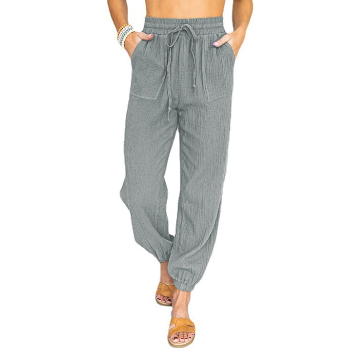 Light leisure pants for women with elastic waistband and side pockets Lune London