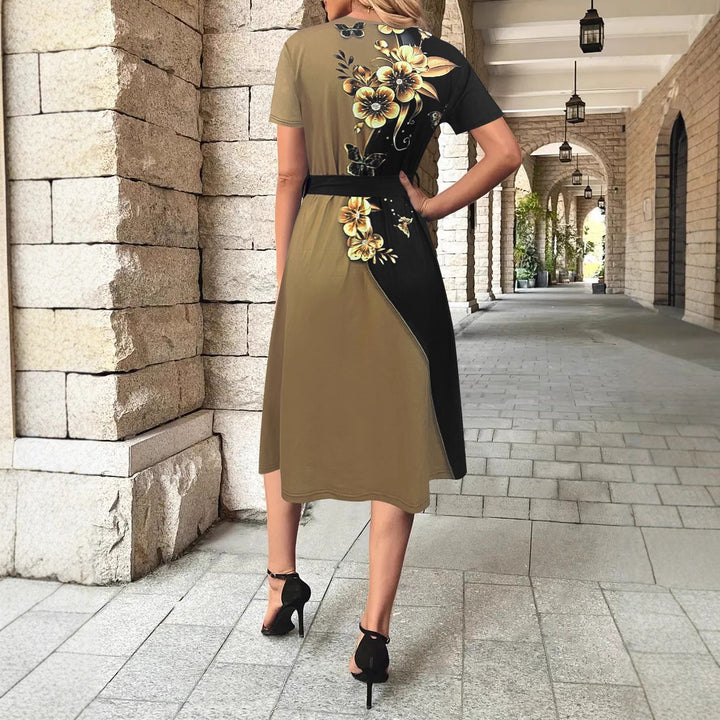 Floral print wrap dress for women with tie belt Lune London
