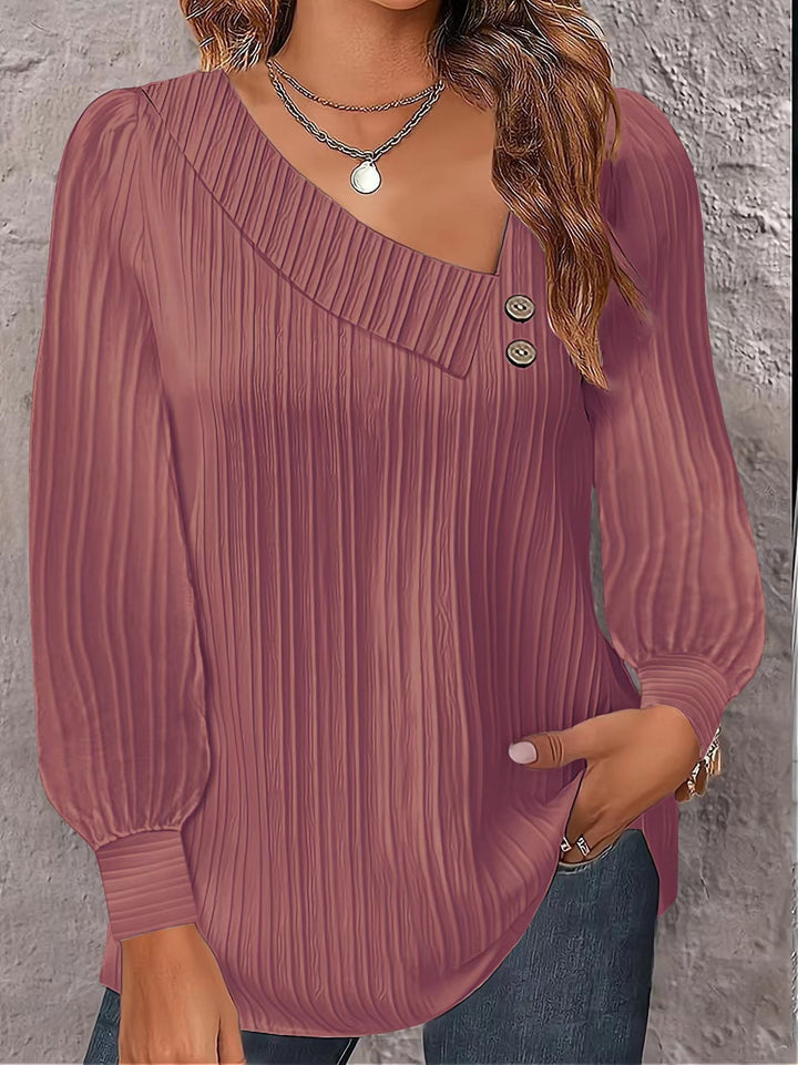 Ladies Elegant top with textured ribbed design and chic button details