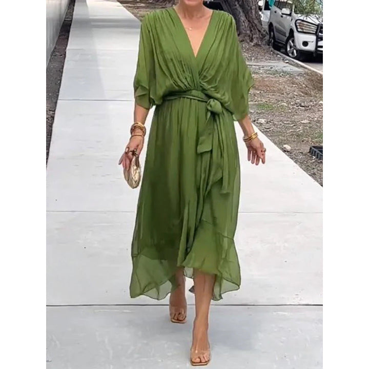 Lune London | Lacing Batwing Sleeve Asymmetrical Dress