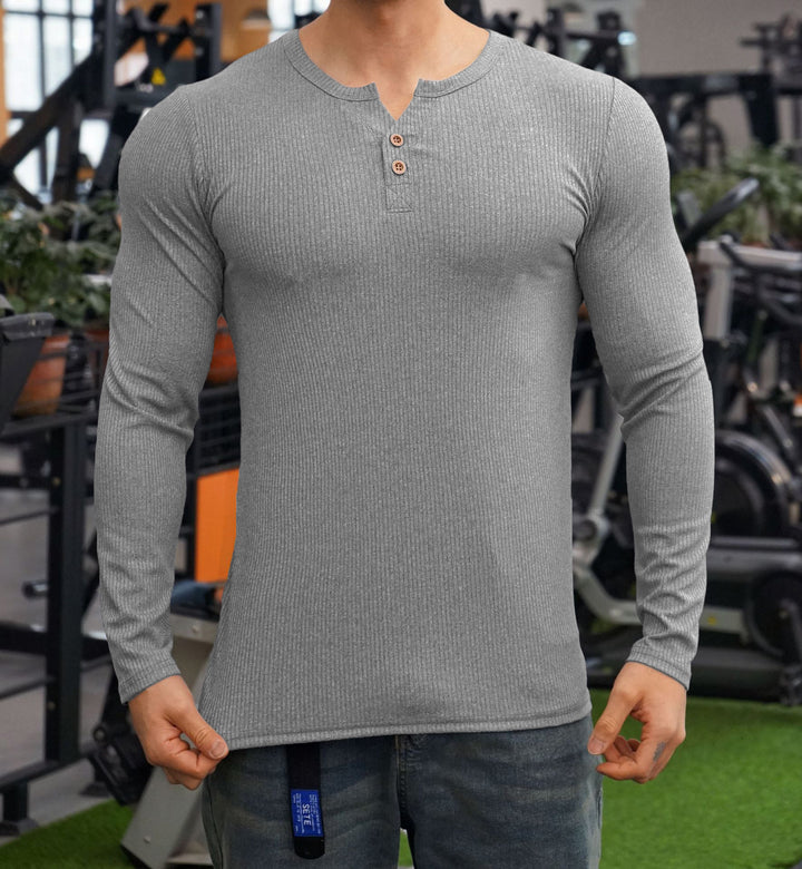 Long sleeve shirt for men with textured design and button placket Lune London
