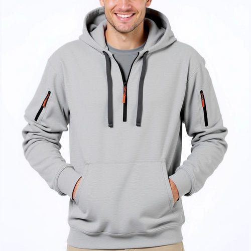 Men's trendy hoodie with versatile pockets and modern zipper Amarae
