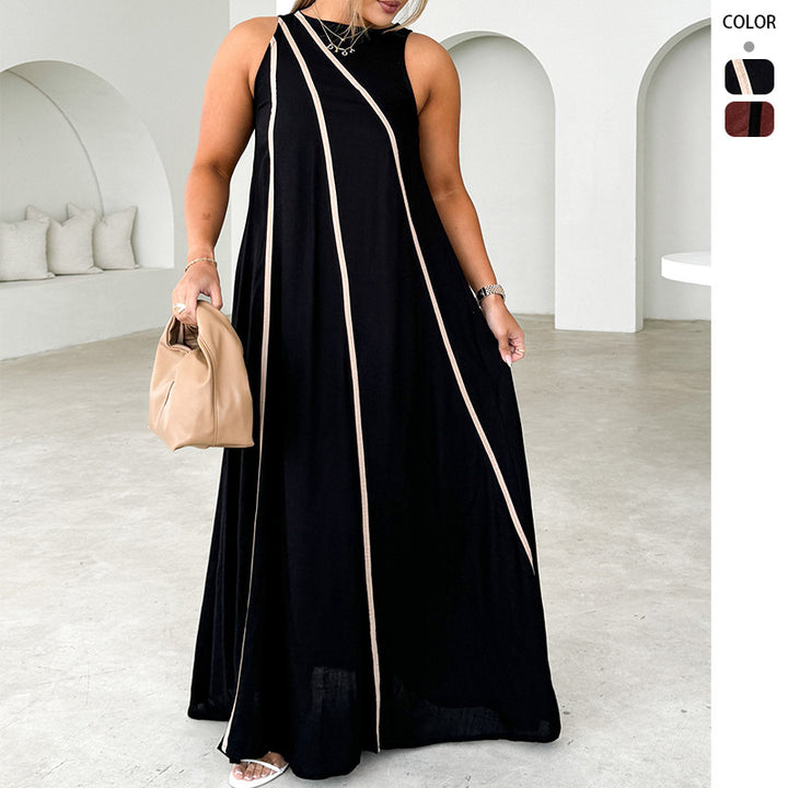Maxi dress for women with an asymmetrical cut and elegant lacing Chic & Stil