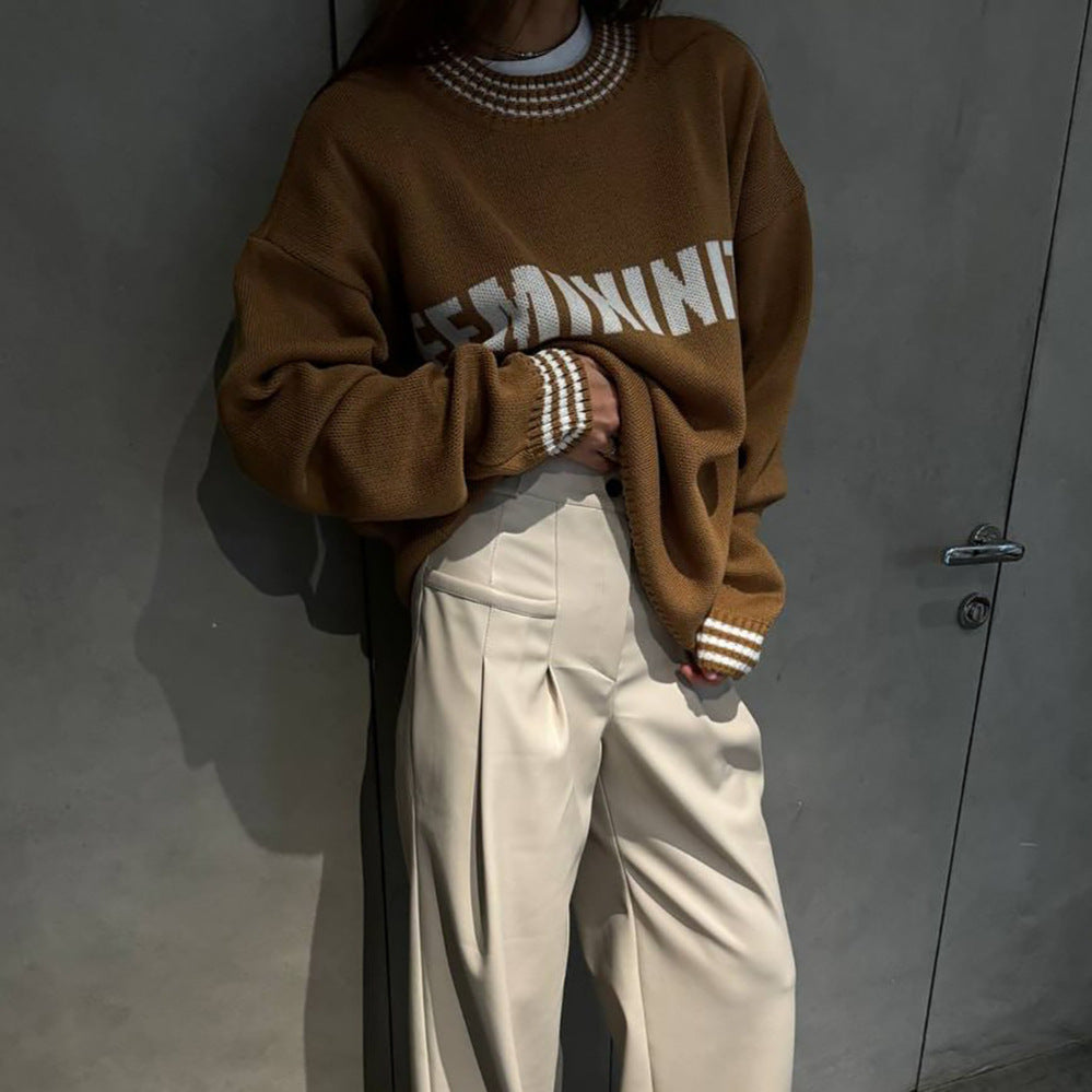 Oversized knit sweater for women with graphic print Lune London