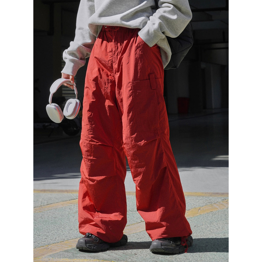 Women's Lightweight High-Waist Cargo Palazzo Pants with Drawstring and Utility Pockets Amarae