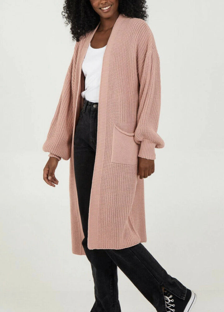 Ladies long cardigan with relaxed oversized fit and voluminous sleeves Lune London