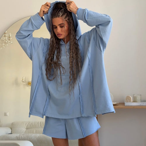 Ladies Urban Oversized Hoodie and Shorts Set Amarae