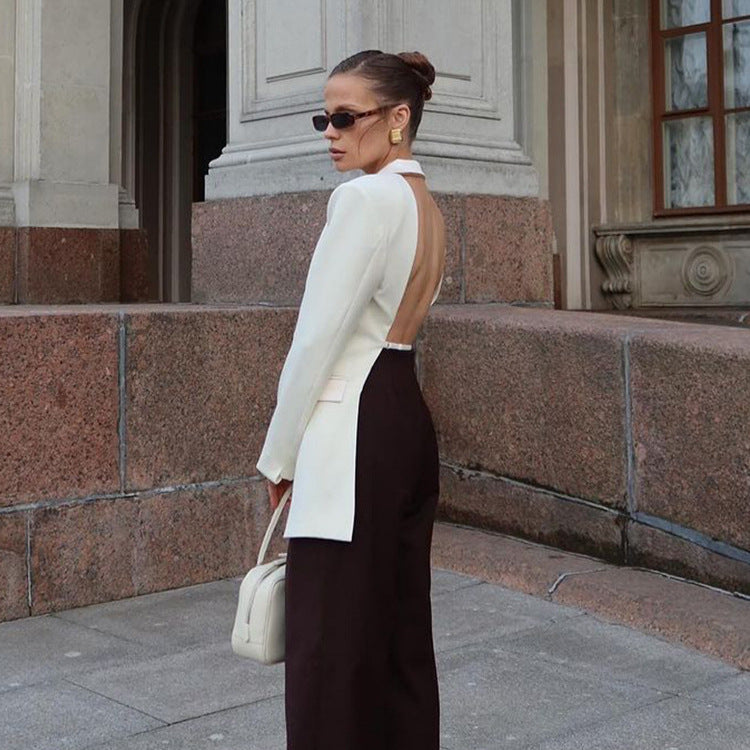 Women Sculptural Tailored Blazer with Asymmetric Front and Accentuated Shoulder Amarae