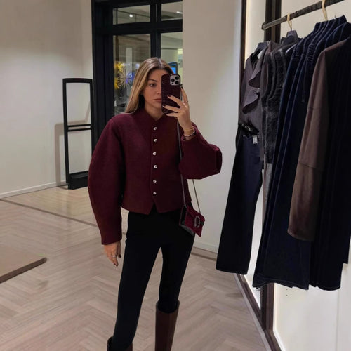 Women's comfortable wool jacket with stylish button details Amarae