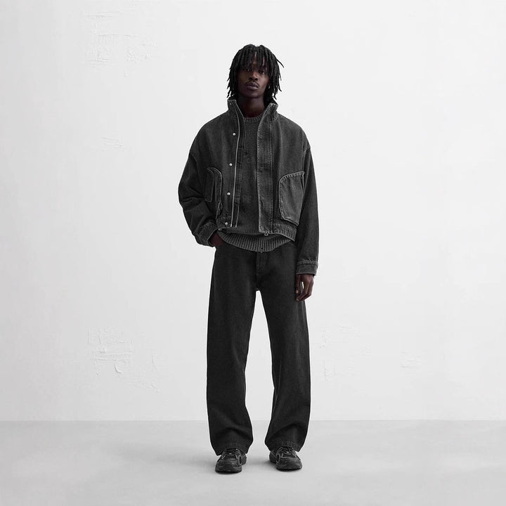 Amarae Men's Denim Bomber Jacket