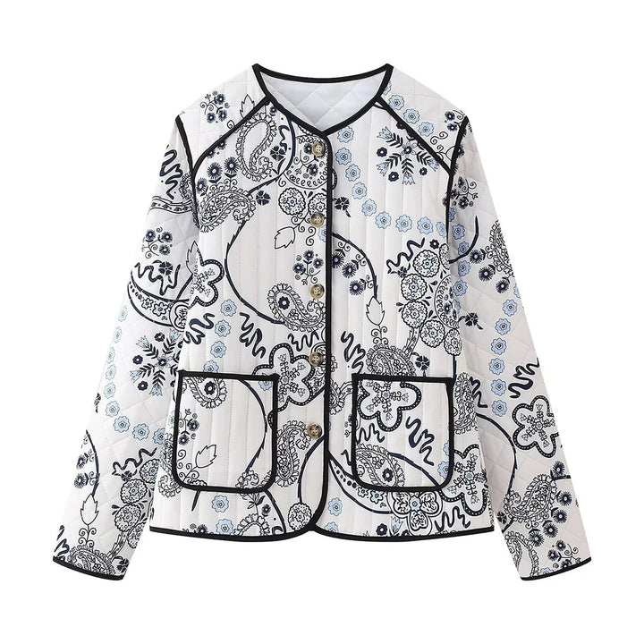 Veste de loisirs matelassée pour femmes avec motif floral et poches pratiques Chic & Stil