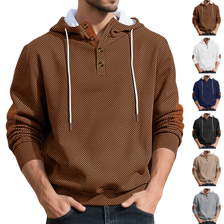 Trendy hooded sweater for men in textured material with chic and stylish accents