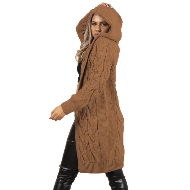 Manteau en tricot pour femmes avec capuche et motif en câble Chic & Stil